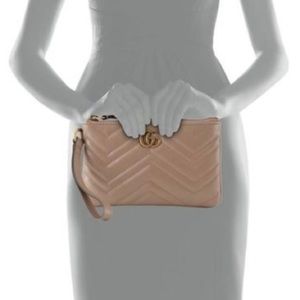 GUCCI GG Marmont Leather Wristlet Clutch/ Bag Pouch in Rose